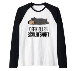 Offizielles Schlafshirt Pyjama Hund Dackel Lustig Geschenk Raglan von Langschläfer Morgenmuffel Schlafanzug Geschenkidee