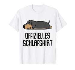 Offizielles Schlafshirt Pyjama Hund Dackel Lustig Geschenk T-Shirt von Langschläfer Morgenmuffel Schlafanzug Geschenkidee