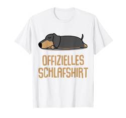 Offizielles Schlafshirt Pyjama Hund Dackel Lustig Geschenk T-Shirt von Langschläfer Morgenmuffel Schlafanzug Geschenkidee