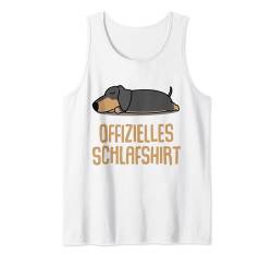 Offizielles Schlafshirt Pyjama Hund Dackel Lustig Geschenk Tank Top von Langschläfer Morgenmuffel Schlafanzug Geschenkidee