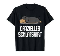 Offizielles Schlafshirt Pyjama Hund Dackel Spruch Geschenk T-Shirt von Langschläfer Morgenmuffel Schlafanzug Geschenkidee