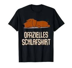 Offizielles Schlafshirt Pyjama Hund Dackel Spruch Geschenk T-Shirt von Langschläfer Morgenmuffel Schlafanzug Geschenkidee