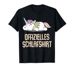 Offizielles Schlafshirt Pyjama Nachthemd Einhorn Geschenk T-Shirt von Langschläfer Morgenmuffel Schlafanzug Geschenkidee