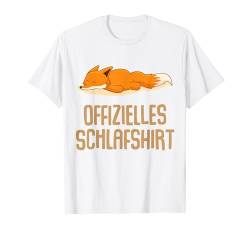 Offizielles Schlafshirt Pyjama Nachthemd Fuchs Fun Geschenk T-Shirt von Langschläfer Morgenmuffel Schlafanzug Geschenkidee