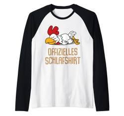 Offizielles Schlafshirt Pyjama Nachthemd Huhn Hahn Geschenk Raglan von Langschläfer Morgenmuffel Schlafanzug Geschenkidee