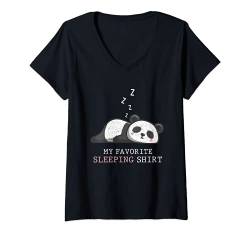 Damen Pyjama Nachthemd Zoo Tier Panda Mein Lieblings Schlafshirt T-Shirt mit V-Ausschnitt von Langschläfer Schlafanzug Schlafende Tiere