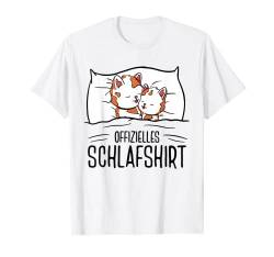 Lustiges Katze Sleepshirt Pyjama Offizielles Schlafshirt T-Shirt von Langschläfer Schlafen Morgenmuffel Schlafshirts