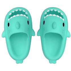 Lanivic Jungen Mädchen Hai Dusch und Badeschuhe Tiger Lustig Sommer Hausschuhe rutschfeste Pantoletten Schuhe Badelatschen Strand Shark Slippers Mint Grün von Lanivic