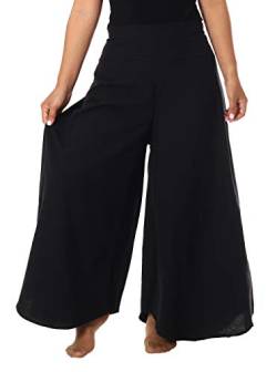 Lannaclothesdesign Baumwolle Palazzo Pants für Frauen Plus Size Hippie Wide Leg Lounge Hose - Schwarz - Mittel von Lannaclothesdesign