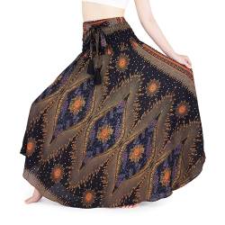 Lannaclothesdesign Damen Maxirock 101,6 cm lang Bohemian Gypsy Hippie Stil Kleidung - Schwarz - S/M von Lannaclothesdesign