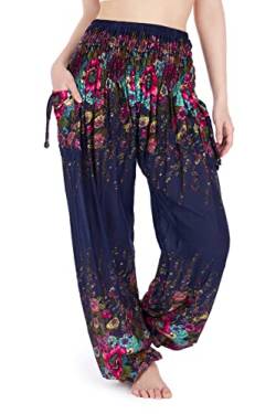 Lannaclothesdesign Harem Hippie Hose für Frauen Yoga Boho Lange Strand Sommer Kleidung PJ - Blau - X-Groß von Lannaclothesdesign