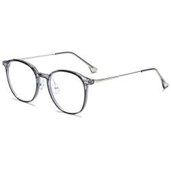 Lanomi Blaulichtfilter Brille Herren Damen Computerbrille leicht Rahmen Mode Runde Anti Blaulicht Leser Gaming Brillen(Grau) von Lanomi