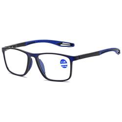 Lanomi Mode Blaulichtfilter Kurzsichtige Brille Rechteckig Flexibel Leichte UV400 Schutz Outdoor Myopia Brillen für Damen Herren Blau Rahmen Blau Arm -1.0 von Lanomi