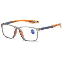 Lanomi Mode Blaulichtfilter Kurzsichtige Brille Rechteckig Flexibel Leichte UV400 Schutz Outdoor Myopia Brillen für Damen Herren Grau Rahmen Orange Arm -1.5 von Lanomi