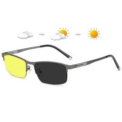 Lanomi Nachtsichtbrille Unisex Photochromatisch Sportbrille Rechteckig UV400 Schutz Gelb getöntes HD Sichtglas Blaulichtfilter Sonnenbrille für Golf Angeln Autofahren Grau(Nachtsichtbrille) von Lanomi
