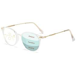 Lanomi Progressive Multifokale Lesebrille Blaulichtfilter Damen Herren Rund Gleitsichtbrille Lesehilfe Sehhilfe UV400 Schutz Brille mit Stärke Durchsichtig(Multifokale) 1.0 von Lanomi