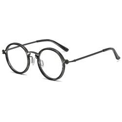 Lanomi Retro Sehr Rund Blaulichtfilter Brille Ohne Sehstärke Vintage Nerdbrille Metall Voller Rahmen Anti Blau Computerbrille für Damen Herren Waffenfarbe Rahmen von Lanomi