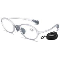 Lanomi Rund Retro Lesebrille Klein Blaulichtfilter Lesehilfe Flexibel Sehhilfe Damen Herren UV400 Schutz Brille 1.0 bis 3.5 Grau 3.0 von Lanomi