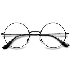 Lanomi Runde Lesebrille Metall Herren Damen Lesehilfe Classic Retro Nerdbrille Federscharnier Stil 60er Sehhilfe Brille mit Stärke Schwarz 2.0 von Lanomi
