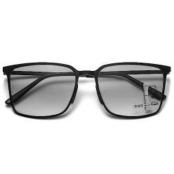 Lanomi Sonnen Lesebrille Blaulichtfilter Gleitsichtbrille Damen Herren Progressive Multifocal Sonnenleser Metall Lesehillfe UV Schutz Brille mit Stärke Schwarz 1.0 von Lanomi