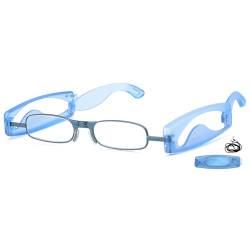 Lanomi Tragbar Lesebrille Damen Herren Faltbare Mini Kompakt Lesehilfe Klappbare Reader Blaulichtfilter Sehhilfe Pocket Brille mit Hartschalen Etui Blau 1.5 von Lanomi