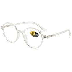 Lanomi Vintage Rund Lesebrille Damen Herren Blaulichtfilter Kunststoff Vollrahmen UV400 Schutz Lesehilfe Sehhilfe Anti Müdigkeit Brille mit Stärke +0,5 bis +4,0 Dioptrien Durchsichtig 2.0 von Lanomi