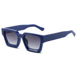 Lanomi Vintage Sonnenbrille Herren Damen Rechteckig Kunststoff Quadratische UV400 Schutz Getönt Brille Ohne Stärke für Outdoor Travel Blau Rahmen Grau Linse von Lanomi