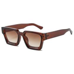 Lanomi Vintage Sonnenbrille Herren Damen Rechteckig Kunststoff Quadratische UV400 Schutz Getönt Brille Ohne Stärke für Outdoor Travel Braun Rahmen Braun Linse von Lanomi