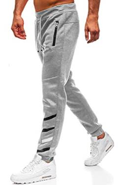 Herren Hosen Hose Sporthose Trainingshose Cargo Pants Jogginghose Sweatpants Jogger Mode Freizeit Laufen Streifen (2. Stil, Hellgrau, l) von Lantch
