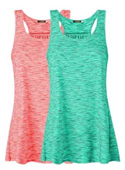 Lantch Damen Tank Top Sommer Sports Shirts Oberteile Frauen Baumwolle Lose Ärmellos for Yoga Jogging Laufen Workout,S,Pink Rot/Grün,2pc von Lantch