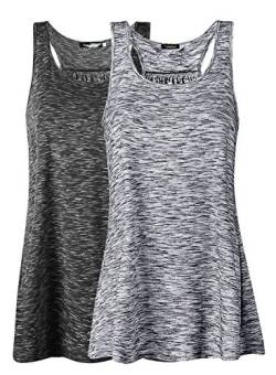Lantch Damen Tank Top Sommer Sports Shirts Oberteile Frauen Baumwolle Lose for Yoga Jogging Laufen Workout, L, Schwarz/Grau von Lantch