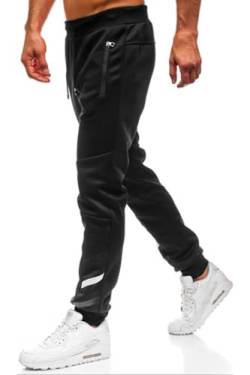 Lantch Herren Hosen Hose Sporthose Trainingshose Cargo Pants Jogginghose Sweatpants Jogger Mode Freizeit Laufen Streifen Enger Beinabschluss, L, Schwarz von Lantch