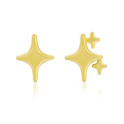 Asymmetrische Stern Ohrstecker Silber 925 Niedlich Stern Ohrringe Gold für Frauen Mädchen von Lantine