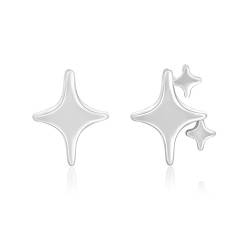 Asymmetrische Stern Ohrstecker Silber 925 Niedlich Stern Ohrringe Silbrig für Frauen Mädchen von Lantine