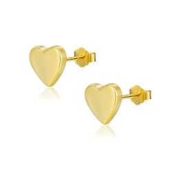 Lantine Sterling Silber 925 Herzförmige Ohrringe - Liebenswerter Gold Ohrstecker für Mädchen und Damen, Kommt in eine Raffinierte Schmuckgeschenk-Box von Lantine