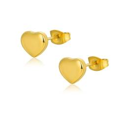 Lantine Titan Herzförmige Ohrringe - Liebenswerter Gold Ohrstecker für Mädchen und Damen, Kommt in eine Raffinierte Schmuckgeschenk-Box von Lantine