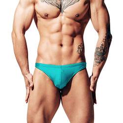 Lantra Besa Herren T Back G String Thong Badehose Bikini Bottom Slip für Sommer Schwimmen MEHRWEG cm (Typ 124) - Blau Schimmernd (XL, um 2 Größen Kleiner als DE Norm) von Lantra Besa