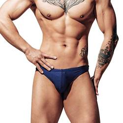 Lantra Besa Herren T Back G String Thong Badehose Bikini Bottom Slip für Sommer Schwimmen MEHRWEG cm (Typ 124) - Dunkelblau Schimmernd (XL, um 2 Größen Kleiner als DE Norm) von Lantra Besa