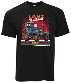 Lanz Bulldog Abbildung Typ 8506 T-Shirt, Herren, Kurzarm, Brustdruck | Schwarz | Größe 3XL von Lanz Bulldog