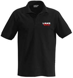 Lanz Bulldog Polo-Shirt Brustdruck Herrenshirt Kurzarm Knopfleiste | Schwarz | Größe L von Lanz Bulldog