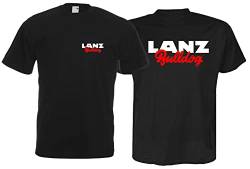 Lanz Bulldog T-Shirt Brust- und Rückendruck Herren Rundkragen Kurzarm | Schwarz | Größe XL von Lanz Bulldog