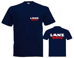 Lanz Bulldog T-Shirt Brust- und Rückendruck Herrenshirt Kurzarm Rundkragen | Navyblau | Größe 3XL von Lanz Bulldog