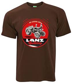 Lanz Bulldog T-Shirt Legende lebt | Herren, Kurzarm, Rundkragen | Braun | Größe L von Lanz Bulldog