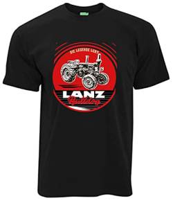 Lanz Bulldog T-Shirt Legende lebt | Herren, Kurzarm, Rundkragen | Schwarz | Größe XL von Lanz Bulldog