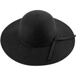 Lanzom Damen Panamahut mit breiter Krempe, Retro-Stil, aus Wolle, Fedora-Hut, Schwarz 2, Einheitsgröße von Lanzom