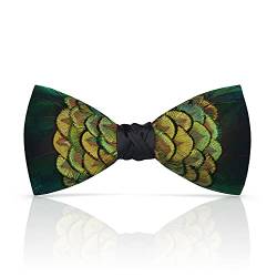 Lanzonia Herren Pfau Feder Fliegen Handgemachte Bowtie für Hochzeit Karneval von Lanzonia