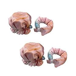 4PCS neuer Satin Heatless Hair Curler, Haarrollen für hitzlose Locken mit Haarkappen, weiches Curling Rod Stirnband für langes Haar, Curling Set für Schlaf in der Nacht (Color : Tie-dye Orange) von LaoSShu