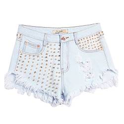 LaoZan Damen Sommer Weinlese Niet Hohe Taille Zerrissenes Loch Denim Shorts Hotpants Jeans Hosen von LaoZan