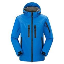 LaoZan Herren Softshell Fleece Jacken wasserdichte Winddicht Leichte Outdoor Skifahren Reißverschluss Hoodie Jacken (Blau,M) von LaoZan