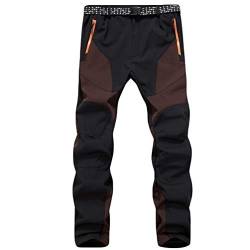 LaoZan Unisex Sport Thermo Fleece Synthetisch Gefütterte Softshellhose Outdoor Wasserdicht Wanderhose Winddicht Warme Trekkinghose mit Gürtel (Kaffee(Männer), Asia 3XL) von LaoZan